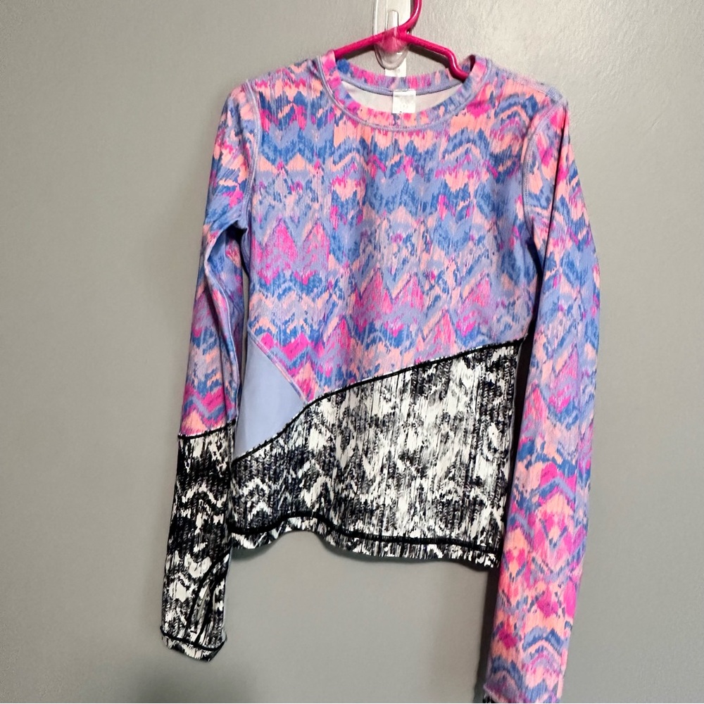 Ivivva Lululemon Girl Coastal Tide Rash Swim Rashguard Shirt Sz 7